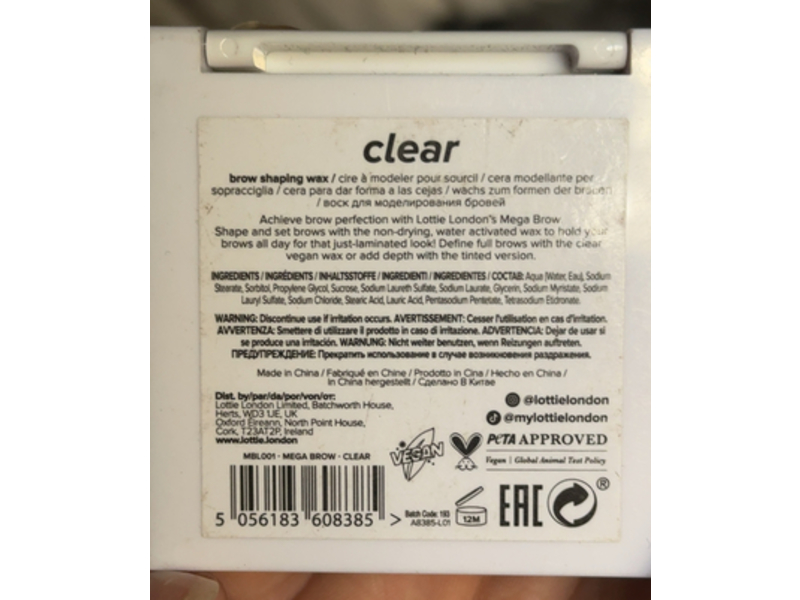 Lottie London Brow Shaping Wax, 0.17 oz/4.3 g