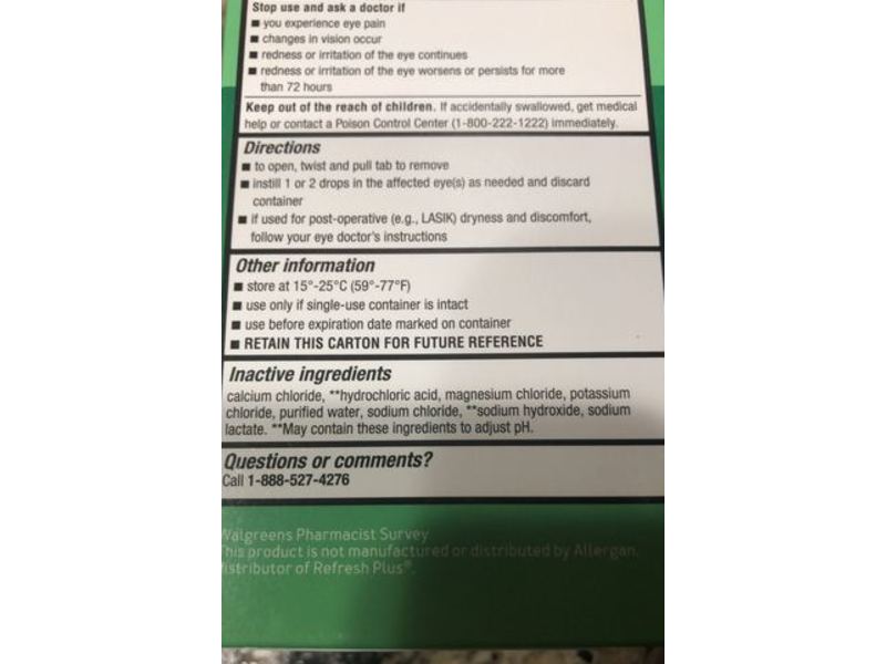 Walgreens Lubricant Eye Drops, Preservative Free, 0.01 fl oz/0.4 mL