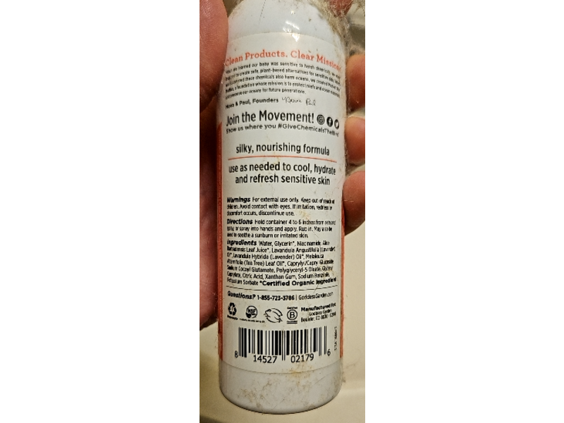 Goddess Garden Aloe Gel Cooling Spray, Lavender, 6 fl oz/177 mL