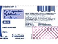 Cyclosporine Ophthalmic Emulsion 0.05%, 0.4 ml vials, Lupin (Rx) - thumbnail 1