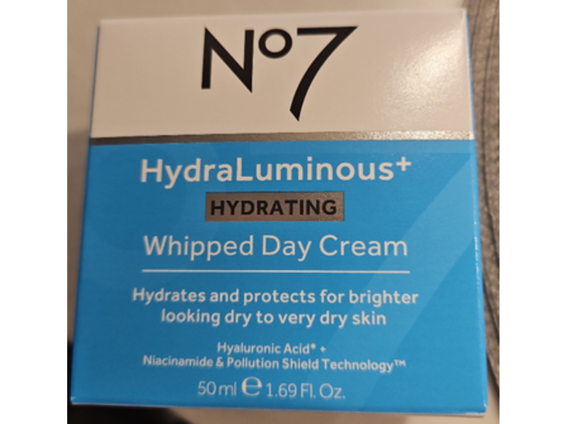 No 7 HydraLuminous+ Hydrating Whipped Day Cream, 1.69 fl oz/50mL