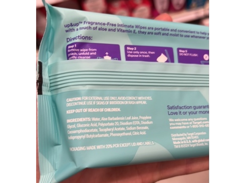 up&up Intimate Wipes, Fragrance Free, 36 Count