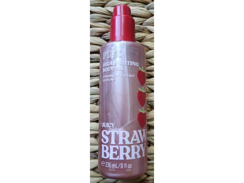Victoria's Secret Pink Highlighting Body Oil, Juicy Strawberry, 8 fl oz/236 mL