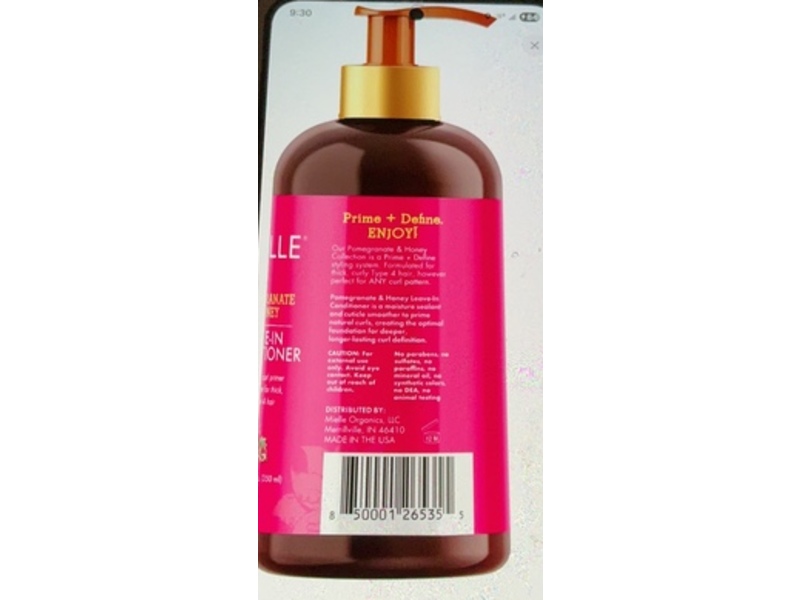 Mielle Leave-In Conditioner, Pomegranate & Honey, 12 fl oz/350 mL