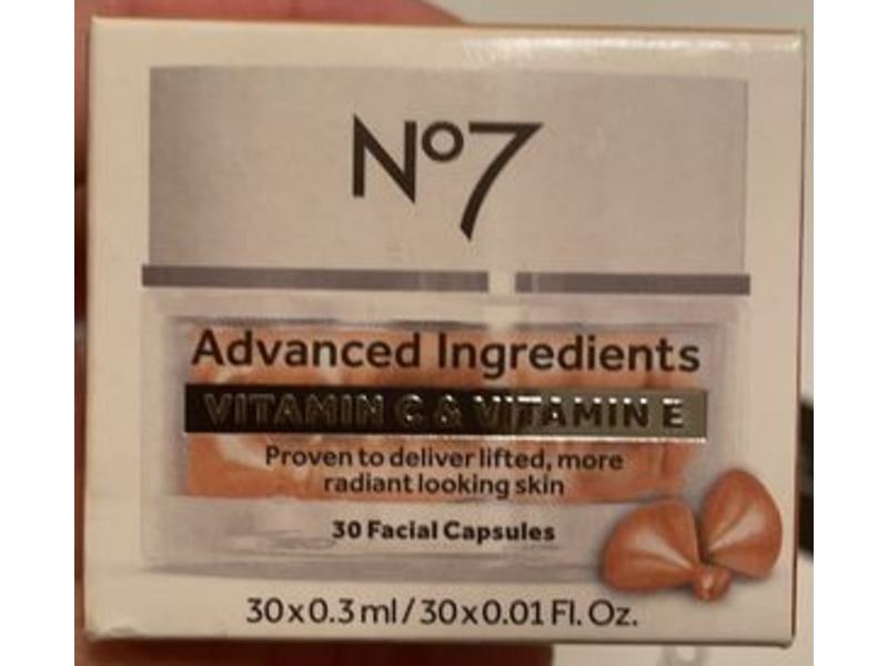 Boots No7 Advanced Ingredients Facial Capsules, Vitamin C & Vitamin E, 30 Count