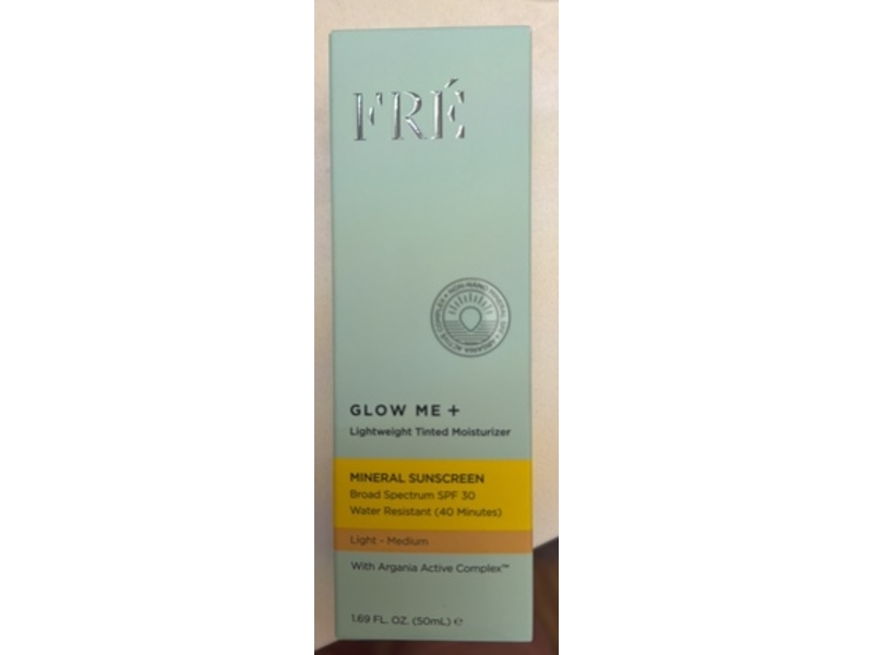 FRE Glow Me+ Lightweight Tinted Moisturizer Mineral Sunscreen, SPF 30, Light-Medium, 1.69 fl oz/50 mL