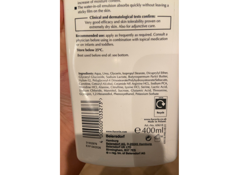 Eucerin Immediate + 48h Dry Skin Relief Repair Plus Lotion, Urea 10%, 400 mL