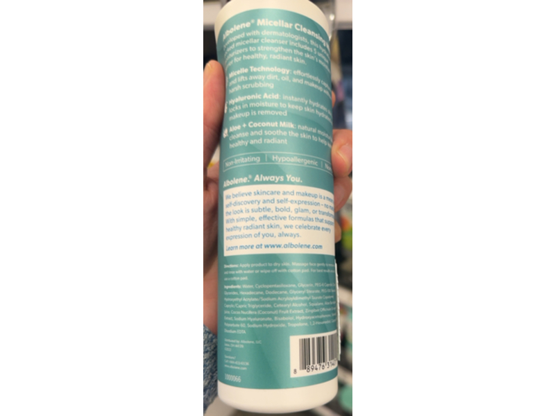 Albolene Hydrating Micellar Milk Face Cleanser, 10 fl oz/296 mL
