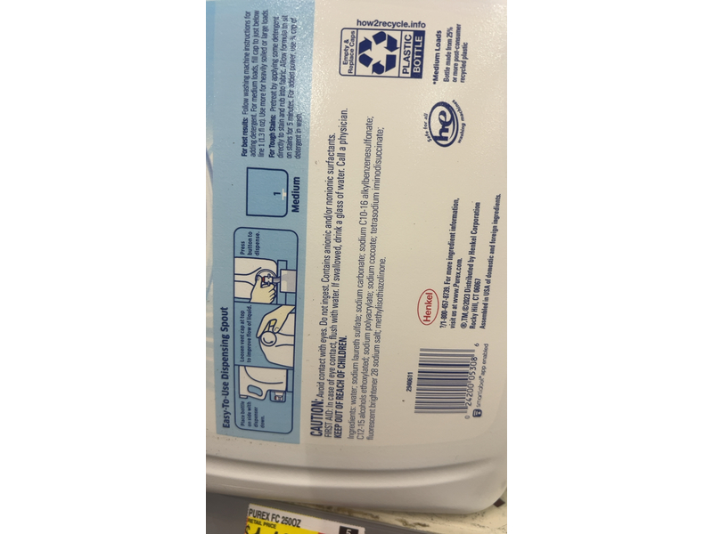 Purex Laundry Detergent, 192 Loads, 250 fl oz/7.39 L