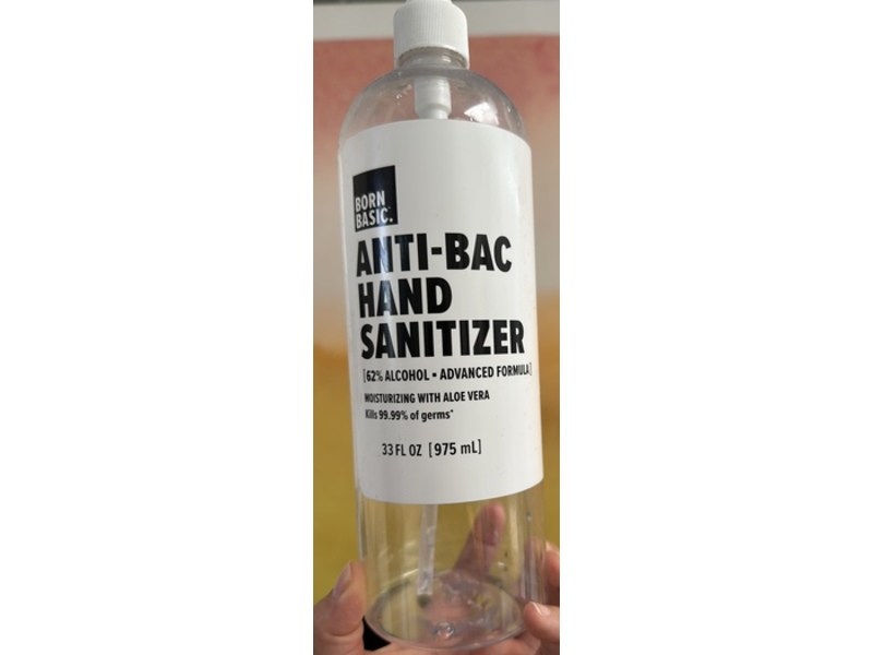 Born Basic Anti-Bac Hand Sanitizer, Aloe Vera, 33 fl oz/975 mL