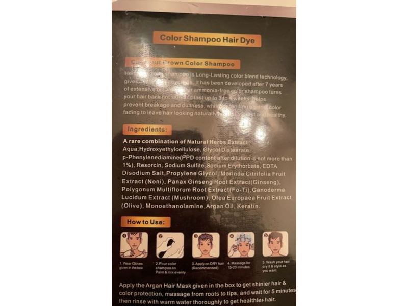 Herbishh Hair Color Shampoo, Chestnut Brown, 16.9 fl oz/500 mL