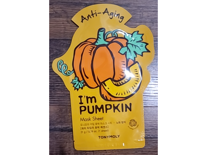 Tonymoly Anti-Aging Mask Sheet, I'm Pumpkin, 0.74 oz/21 g, 1 Count