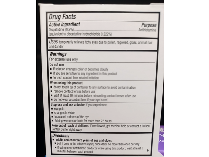 Equate Olopatadine Hydrochloride Ophthalmic Solution USP 02%, 0.12 fl oz/3.5 mL, 2 Pack