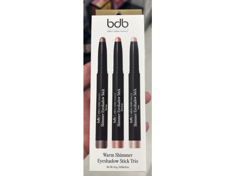 Billion Dollar Beauty Warm Shimmer Eyeshadow Stick Trio, Bronze + Soft Nude + Ivory, 0.056 fl oz/1.6 g