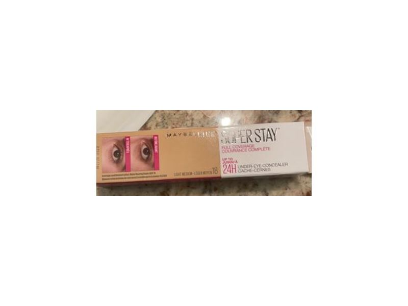 Maybelline New York Super Stay Full Coverage 24H Under-Eye Concealer, 18 Light Medium, 0.23 fl oz/7 mL