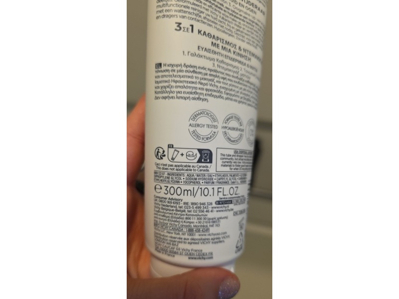 Vichy Purete Thermale 3 In 1 One Step Cleanser, 10.1 fl oz/300 mL