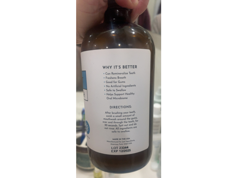 Just Ingredients Mouthwash, Cool Mint, 16 oz/473 mL