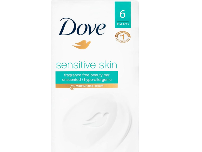 Dove Sensitive Skin Beauty Bars, 4 oz/113 g, Pack Of 6