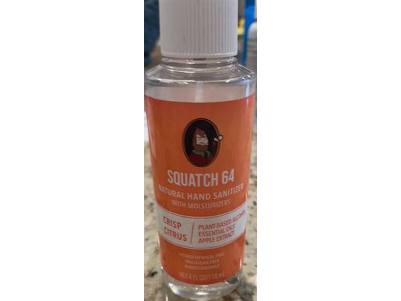 Dr.Squatch 64 Natural Hand Sanitizer, Crisp Citrus, 4 fl oz/118 mL