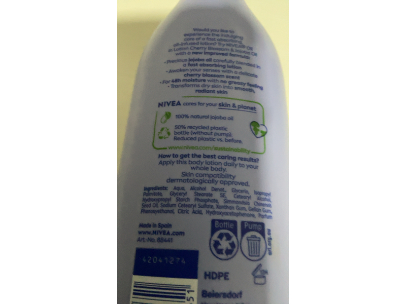 Nivea Oil In Lotion, Cherry Blossom, 400 mL