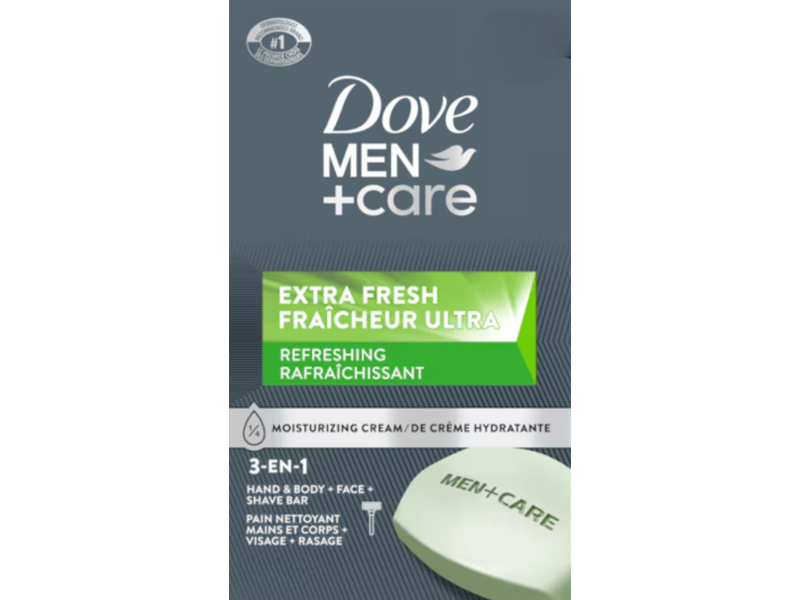 Dove Men + Care Body + Face Bar, Extra Fresh, 4 oz/113 g, Pack Of 14