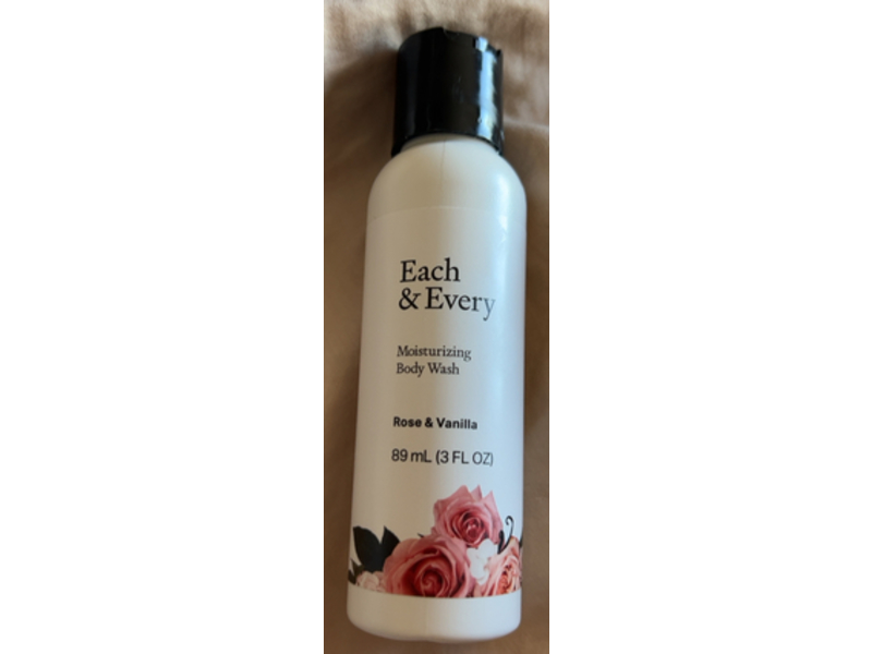 Each & Every Moisturizing Body Wash, Rose & Vanilla, 3 fl oz/89 mL