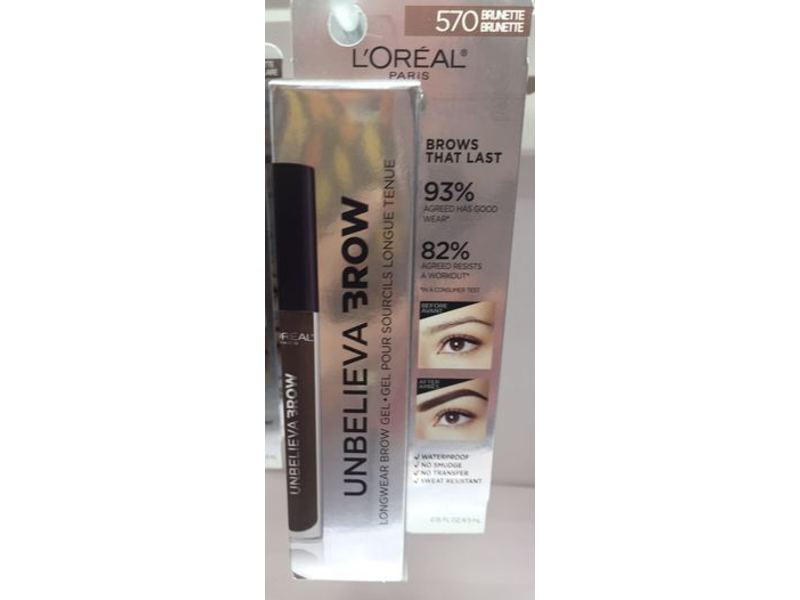 L'Oreal Paris Unbelieva Brow Gel, Brunette, 0.15 fl oz/4.5 mL