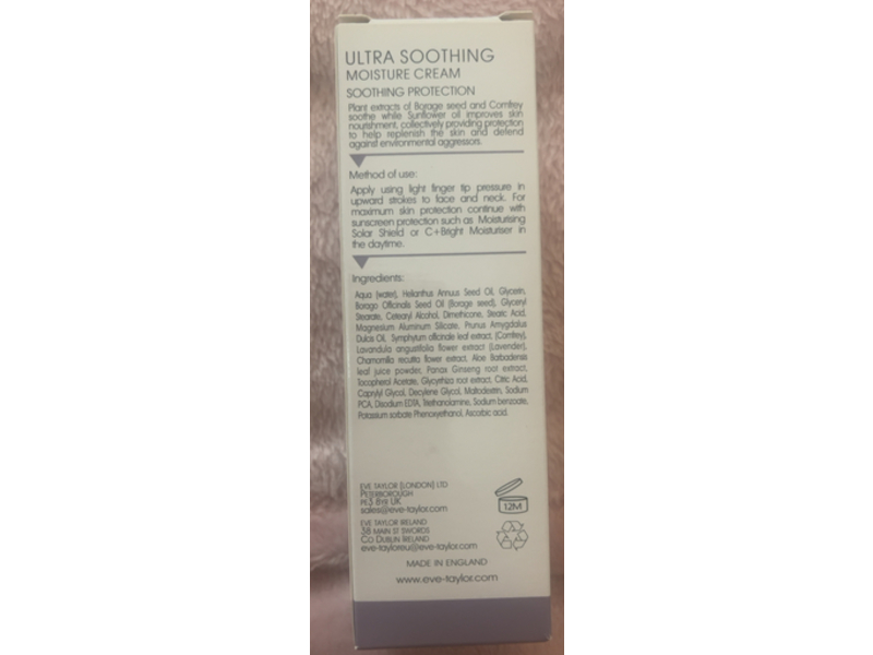 Eve Taylor Ultra Soothing Moisture Cream, Borage Seed & Comfrey, 3.4 fl oz/100 mL
