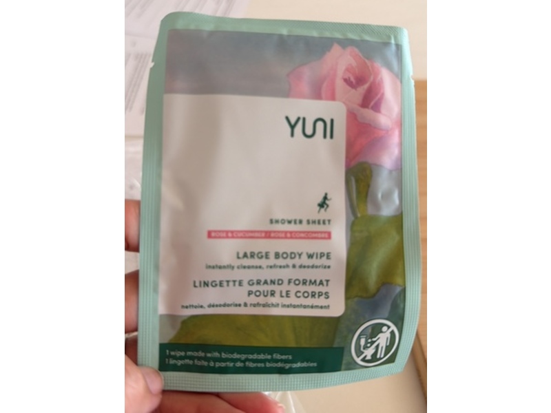 Yuni Beauty Shower Sheets Large Body Wipes, Rose & Cucumber, 12 Count