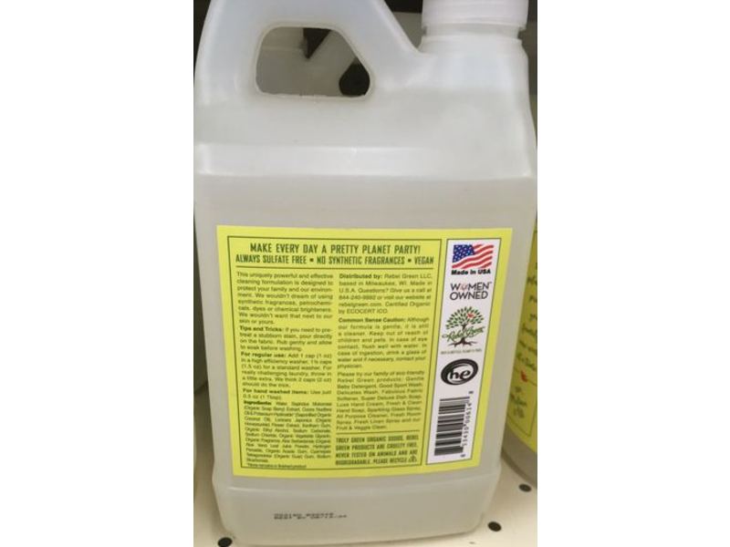 Rebel Green Organic Fresh Laundry Detergent, Peppermint & Lemon, 64 Loads, 64 fl oz/1893 mL