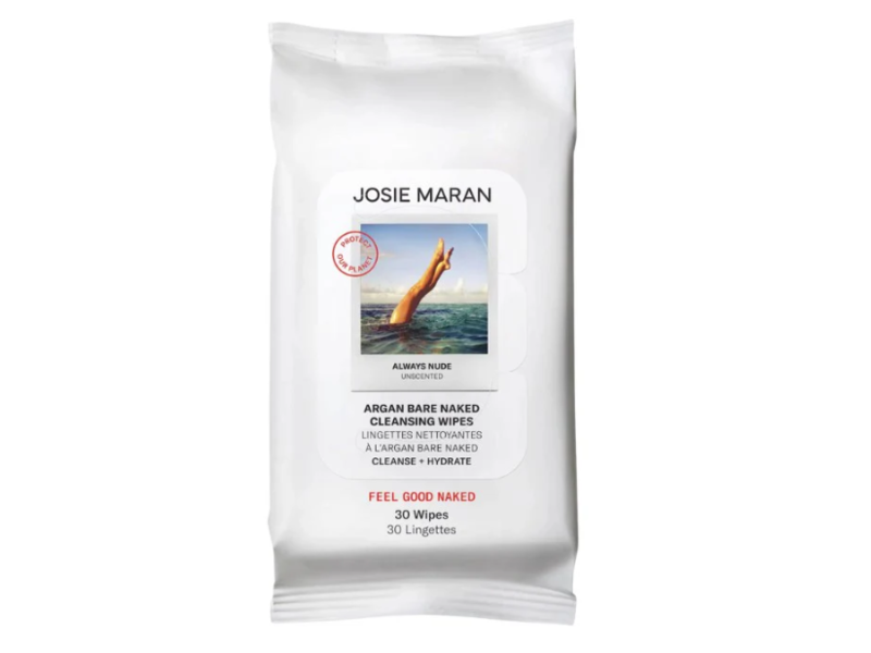 Josie Maran Argan Bare Naked Cleansing Wipes, Unscented, 30 Wipes
