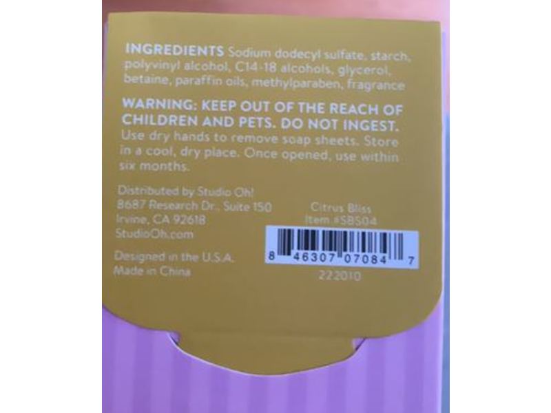 Studio Oh! Soap, Lemon Zest, 100 Count