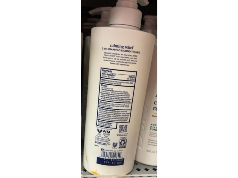 Dove Calming Relief 2 In 1 Anti-Dandruff Shampoo + Conditioner, 18 fl oz/532 mL