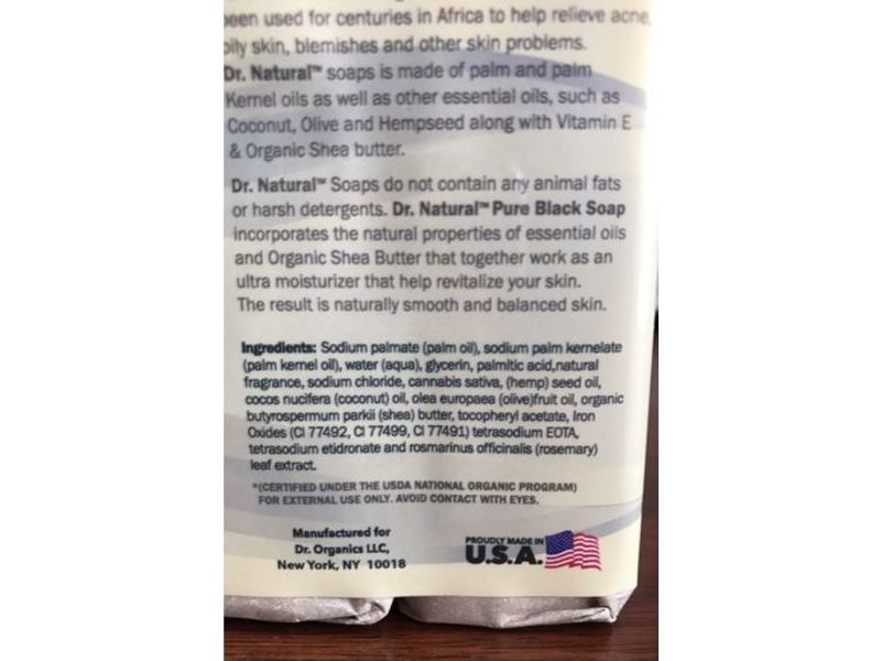 Dr. Natural Pure Black Soap, Vitamin E, 4.5 oz/128 g, 2 Count