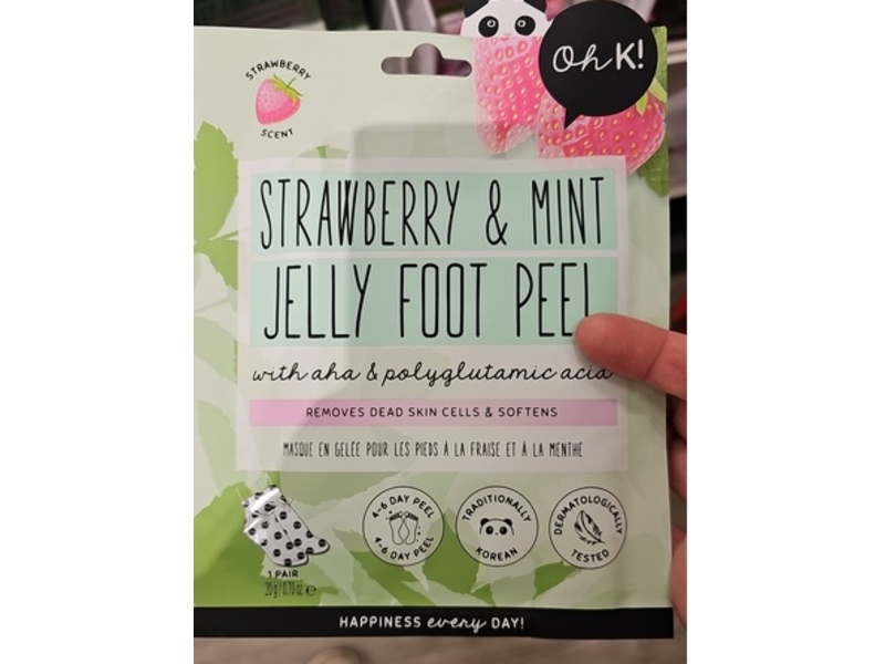 Oh K! Jelly Foot Peel, Strawberry & Mint, 0.70 oz/20 g
