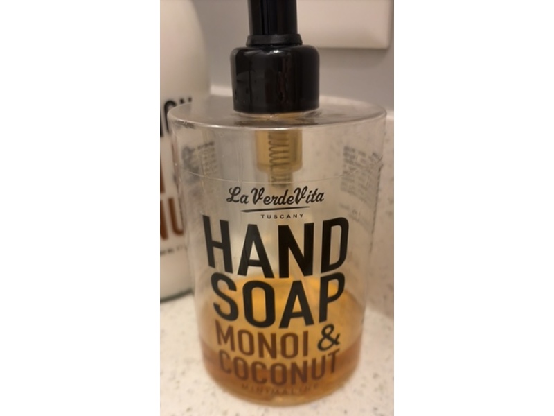 La Verde Vita Hand Soap, Monoi & Coconut, 16.91 fl oz/500 mL