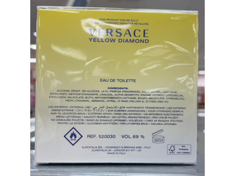 Versace Yellow Diamond Eau De Toilette Spray, 1.7 fl oz/50 mL