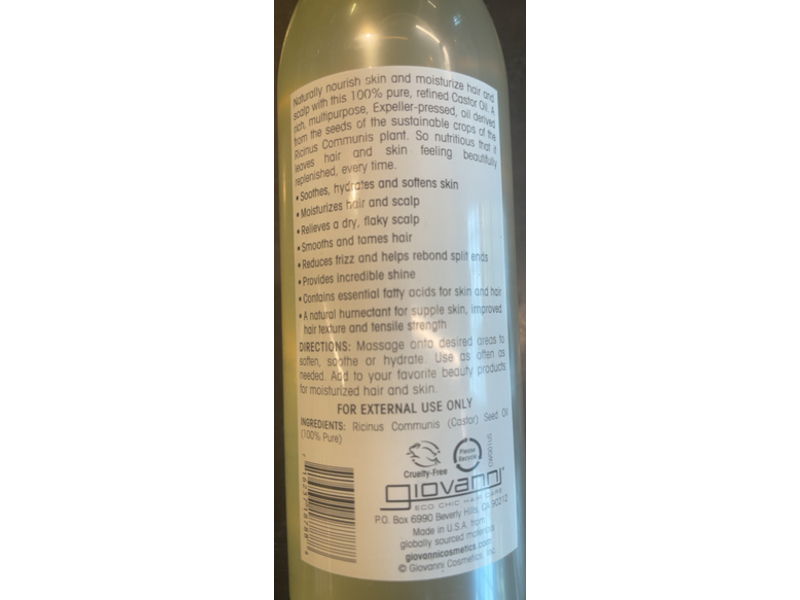 Giovanni Smoothing Castor Oil, Hexane Free, 8.5 fl oz/250 mL