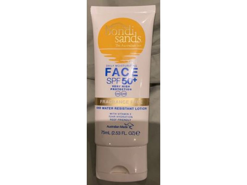 Bondi Sands Daily Moisturizing Face Lotion, SPF 50+, Fragrance Free, 2.53 fl oz/75 mL