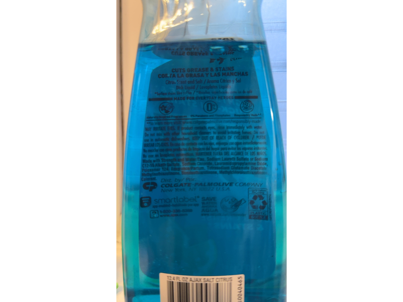 Ajax Ultra Dish Liquid, Citrus Scent & Salt, 12.4 fl oz/366 mL