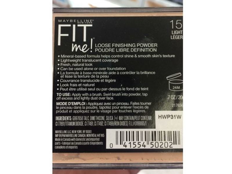 Maybelline New York Fit Me Loose Finishing Powder, 15 Light, 0.7 oz/20 g