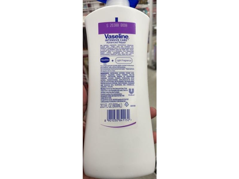 Vaseline Intensive Care Advanced Repair Body Lotion, Lightly Scented, 20.3 fl oz/600 mL