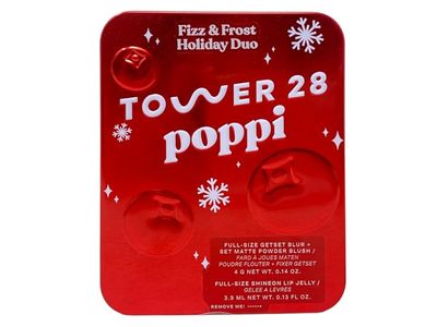 Tower 28 Poppi Fizz & Frost Holiday Blur + Set Matte Blush+ Lip Jelly Duo, 0.13 oz/3.9 mL