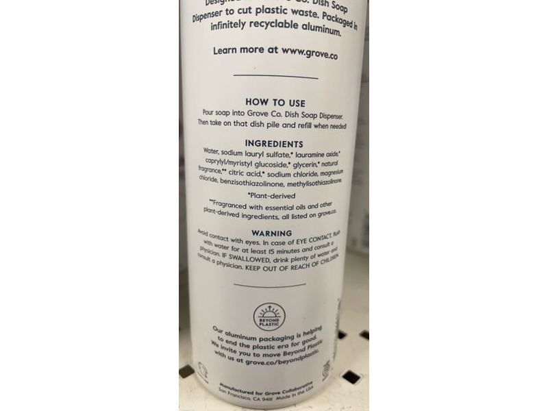 Grove Co. Ultimate Dish Soap, Lemon & Eucalyptus, 16 fl oz/473 mL