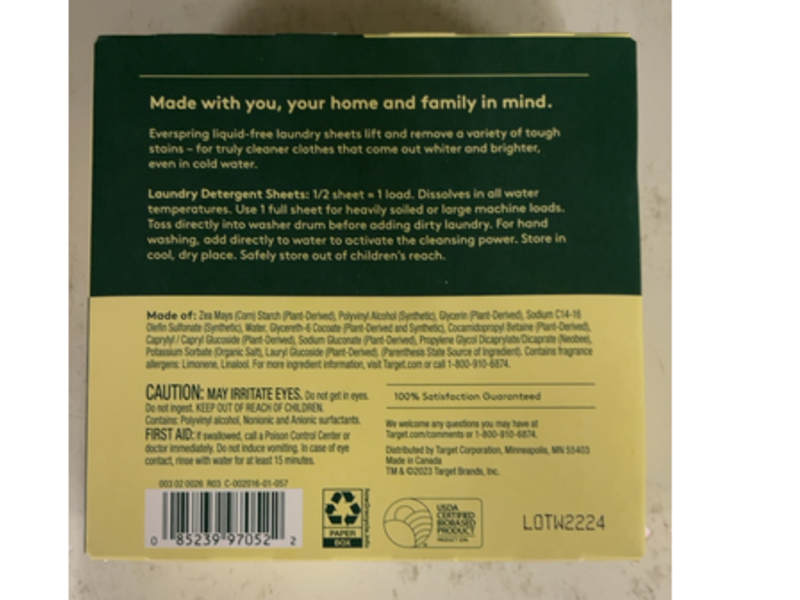 Ever Spring Laundry Detergent Sheets, Lemon & Mint, 64 Loads, 32 Count