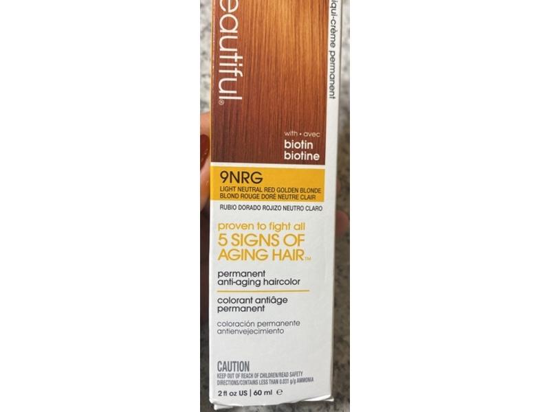 AGE beautiful Permanent Hair Color, 9NRG Light Neutral Red Golden Blonde, 2 fl oz/60 mL