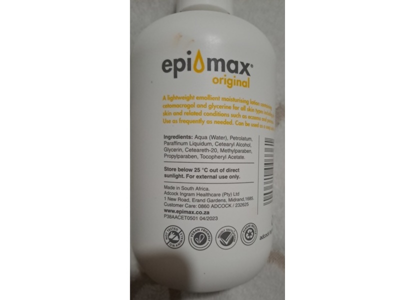 Epimax Moisturiser Lotion, Cetomacrogol & Glycerine, 450 mL