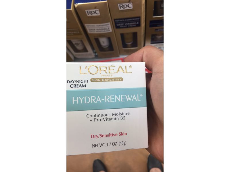 L'Oreal Paris Hydra-Renewal Continuous Moisture Day/Night Cream, Pro-Vitamin B5, 1.7 oz/48 g