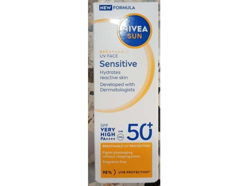 Nivea Sun Breathable UV Face Sensitive Sunscreen, SPF 50+ PA++++, 40 mL