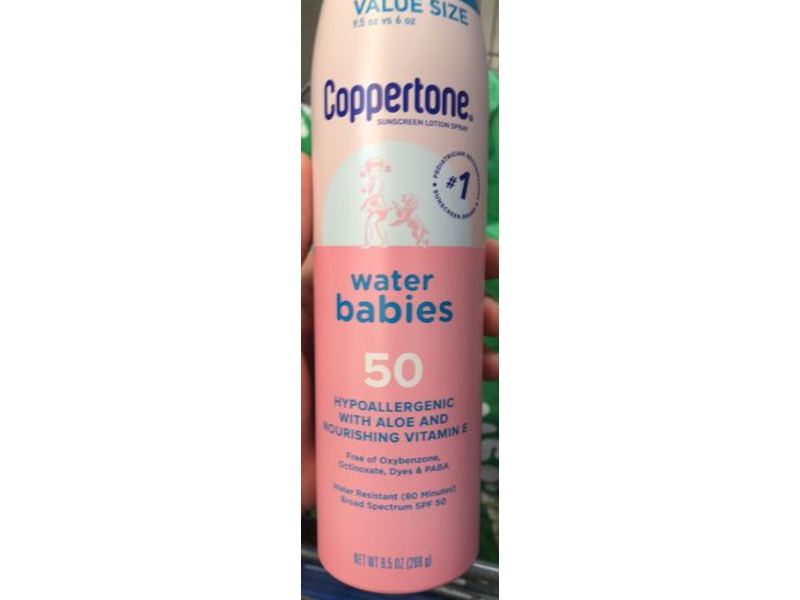 Coppertone Sunscreen Lotion Spray, Water Babies, SPF 50, 9.5 oz/269 g